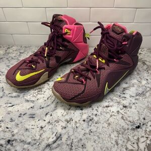 Nike LeBron James Men Size 9 2014 Nike Double Helix Burgundy Basketball Sneakers